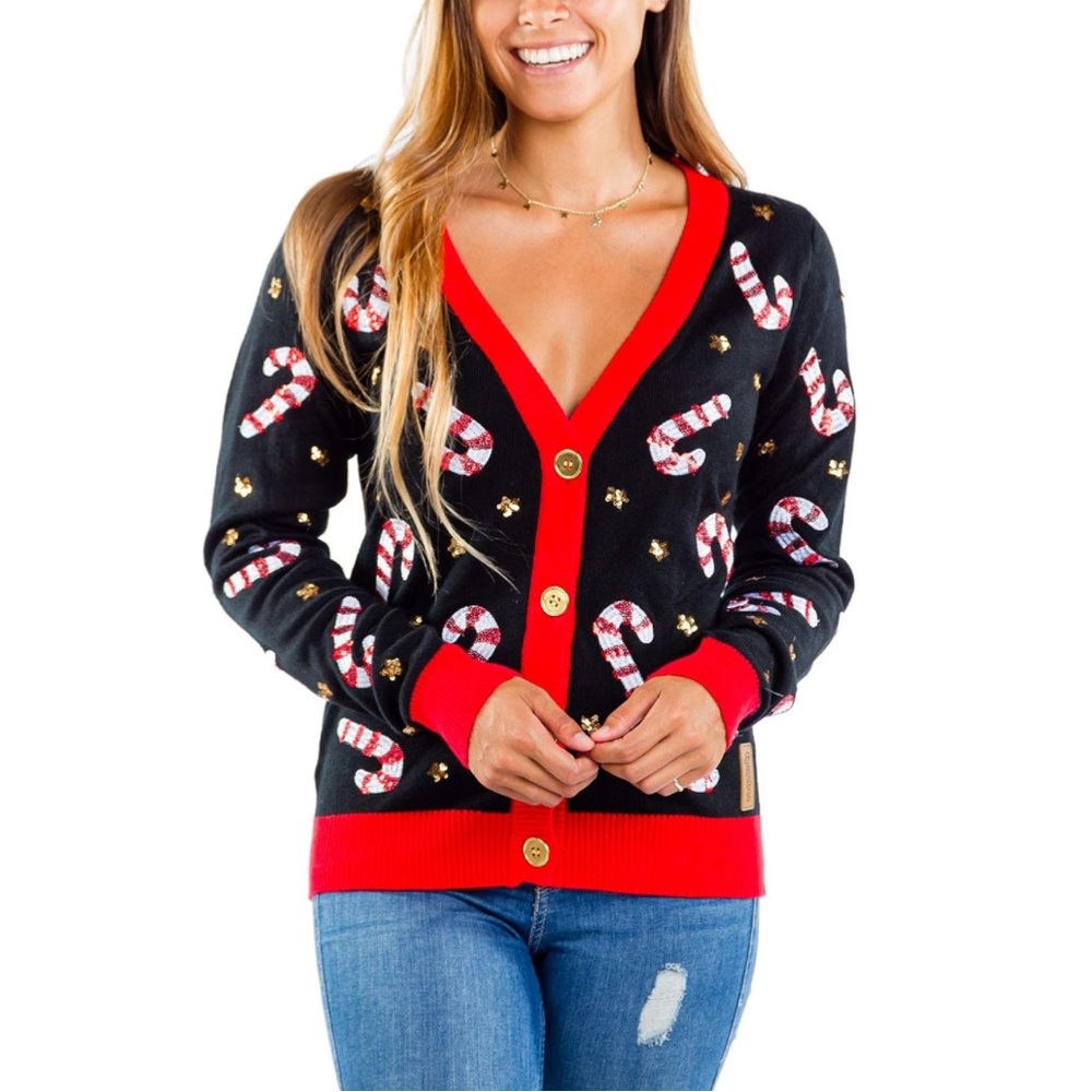 Sequin Candy Cane Cardigan